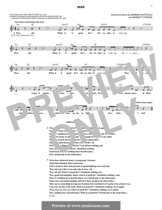 War (Edwin Starr): Melodische Linie by Barrett Strong, Norman J. Whitfield