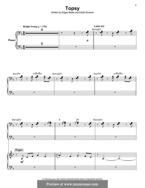 Topsy: For piano (Cozy Cole) by Eddie Durham, Edgar Battle