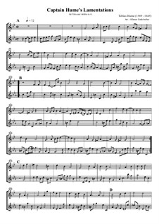 Captain Hume's Lamentations: Für Flöte und Altflöte by Tobias Hume