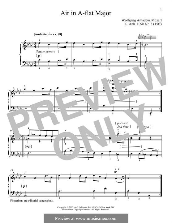 Air in A Flat Major, K.109b No.8: Air in A Flat Major by Wolfgang Amadeus Mozart