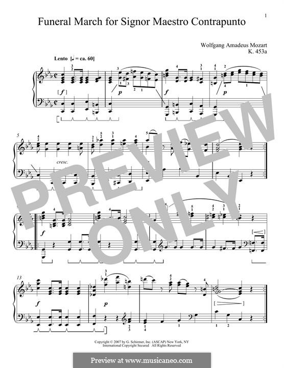 Trauermarsch in c-Moll, K.453a: Für Klavier by Wolfgang Amadeus Mozart