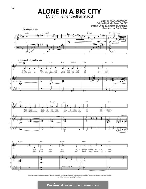 Alone in a Big City: Für Stimme und Klavier (oder Gitarre) by Franz Waxman