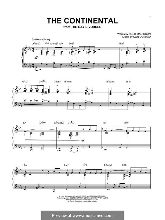 The Continental (Frank Sinatra): Für Klavier by Herb Magidson