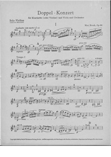 Doppelkonzert für Klarinette und Bratsche in e-Moll, Op.88: Violinstimme by Max Bruch