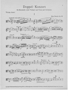 Doppelkonzert für Klarinette und Bratsche in e-Moll, Op.88: Violastimme by Max Bruch