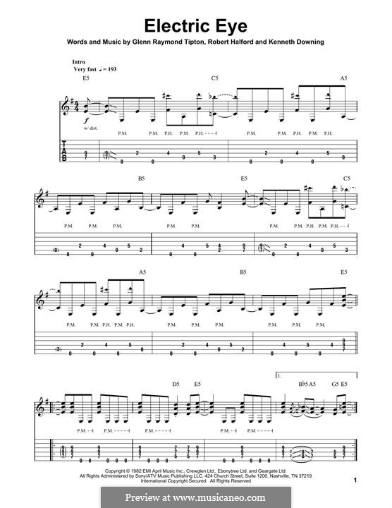 Electric Eye (Judas Priest): Für Gitarre mit Tabulatur by Glenn Tipton, K. K. Downing, Robert Halford