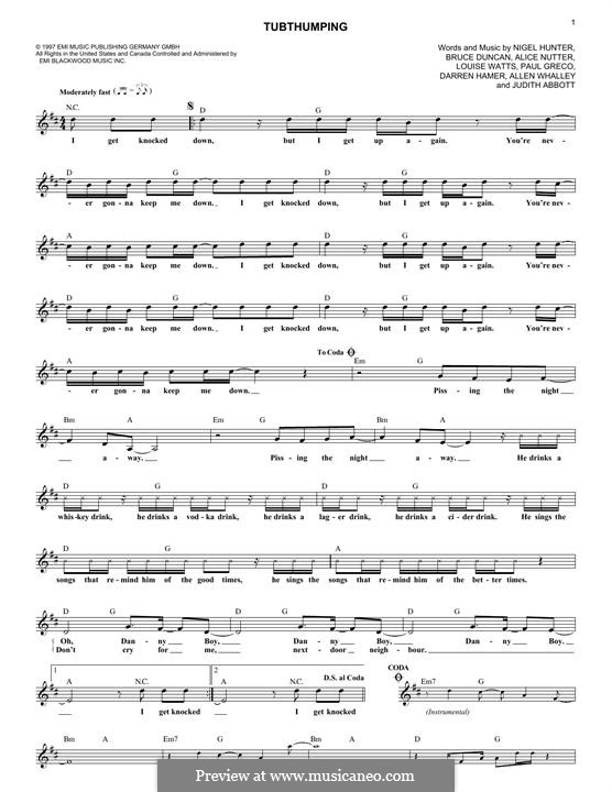 Tubthumping (Chumbawamba): Melodische Linie by Alice Nutter, Bruce Duncan, Nigel Hunter