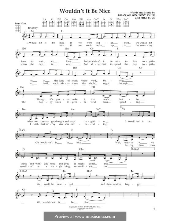 Wouldn't It Be Nice (The Beach Boys): Für Ukulele by Brian Wilson, Mike Love, Tony Asher