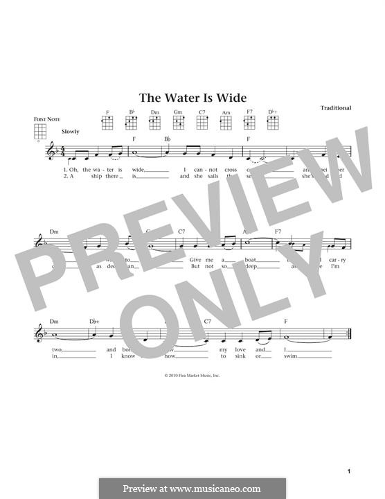 The Water is Wide (O Waly, Waly), Printable scores: Für Ukulele by folklore