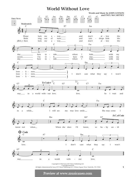 World without Love (The Beatles): Für Ukulele by John Lennon, Paul McCartney