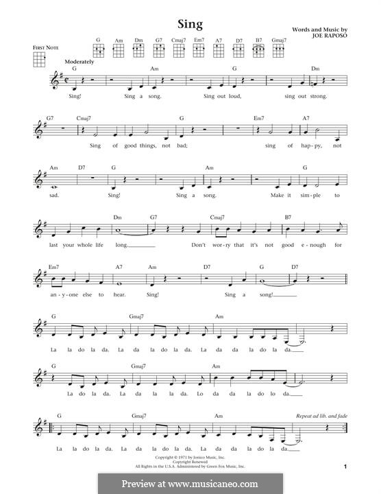 Sing (The Carpenters): Für Ukulele by Joe Raposo