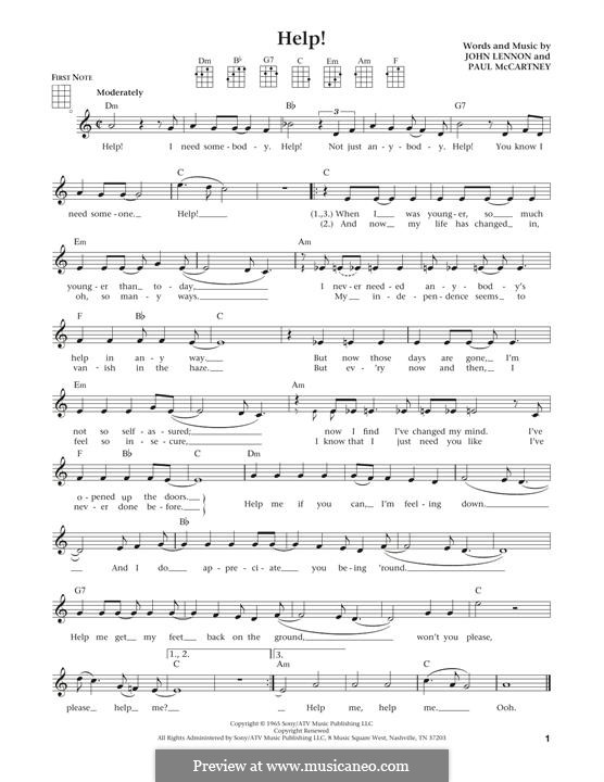 Help! (The Beatles): Für Ukulele by John Lennon, Paul McCartney