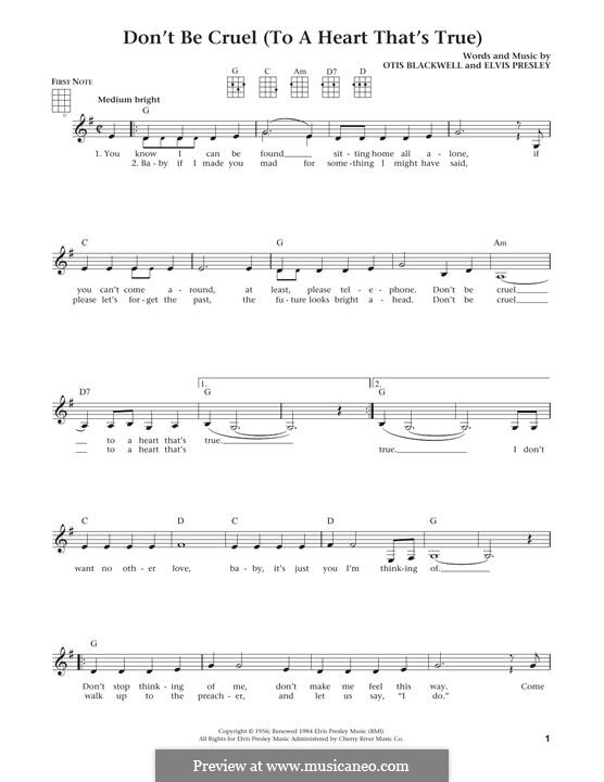 Don't Be Cruel: Für Ukulele by Elvis Presley, Otis Blackwell