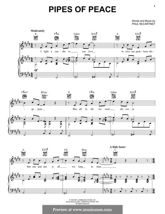 Pipes of Peace: Für Stimme und Klavier (oder Gitarre) by Paul McCartney