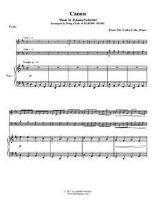 Trio instrument version: For piano trio (violin, cello, piano) by Johann Pachelbel