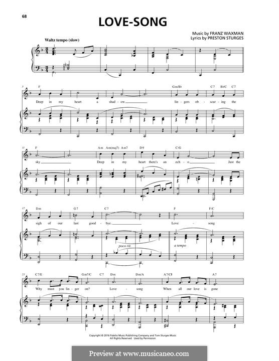 Love-Song: Für Stimme und Klavier (oder Gitarre) by Franz Waxman