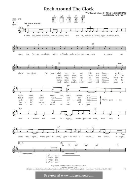 Rock Around the Clock (Bill Haley and His Comets): Für Ukulele by Jimmy DeKnight, Max C. Freedman
