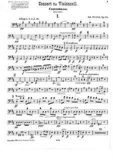 Konzert für Cello und Orchester in h-Moll, B.191 Op.104: Kontrabassstimme by Antonín Dvořák