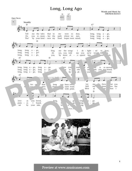Long, Long Ago: Für Ukulele by Thomas Haynes Bayly