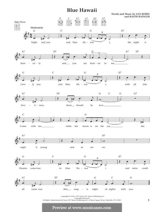 Blue Hawaii (Elvis Presley): Für Ukulele by Leo Robin, Ralph Rainger