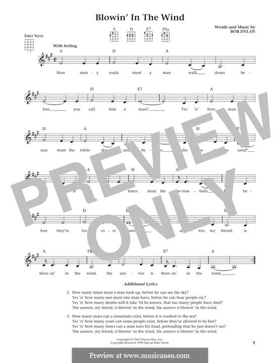 Blowin' in the Wind: Für Ukulele by Bob Dylan