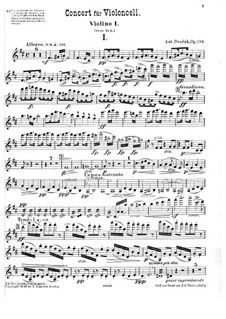 Konzert für Cello und Orchester in h-Moll, B.191 Op.104: Violinstimme I by Antonín Dvořák