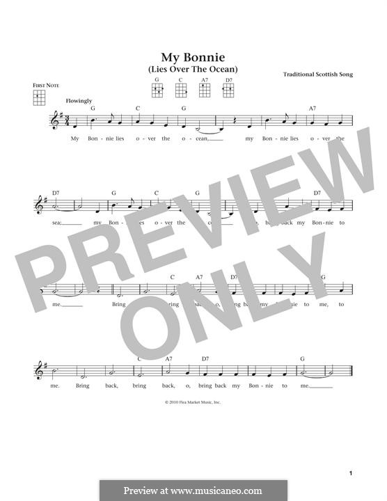 My Bonnie is over the Ocean: Für Ukulele by folklore