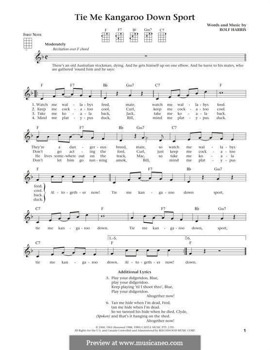 Tie Me Kangaroo Down Sport: Für Ukulele by Rolf Harris