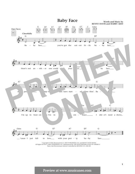 Baby Face: Für Ukulele by Benny Davis