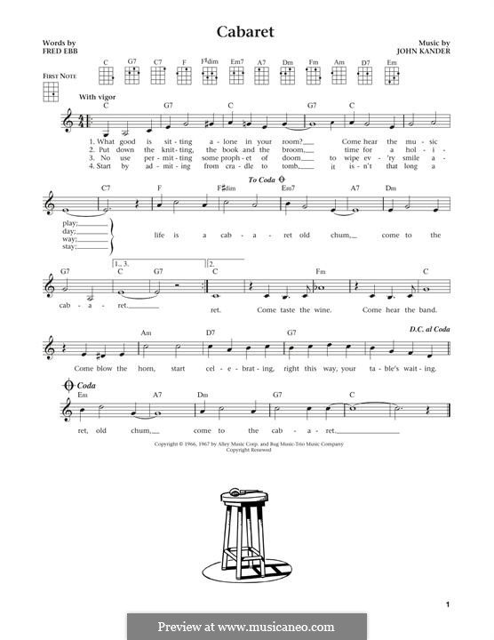 Cabaret (Liza Minnelli): Für Ukulele by John Kander