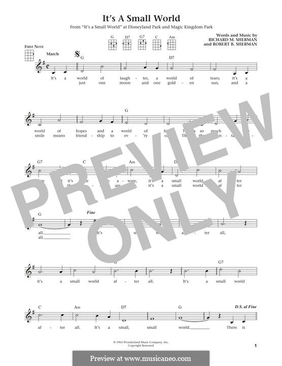 It's a Small World (from Disneyland Park and Magic Kingdom Park): Für Ukulele by Richard M. Sherman, Robert B. Sherman