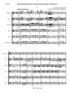 Divertimento for Viola and Strings: Orchestral score and parts by Augustin Holler