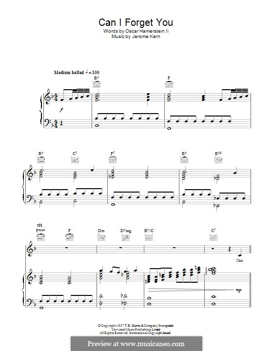 Can I Forget You?: Für Stimme und Klavier (oder Gitarre) by Jerome Kern