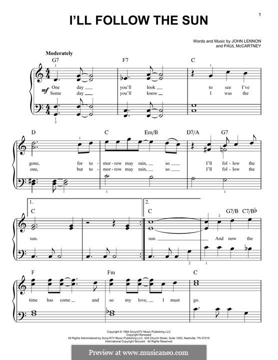 I'll Follow the Sun (The Beatles): Für Klavier by John Lennon, Paul McCartney