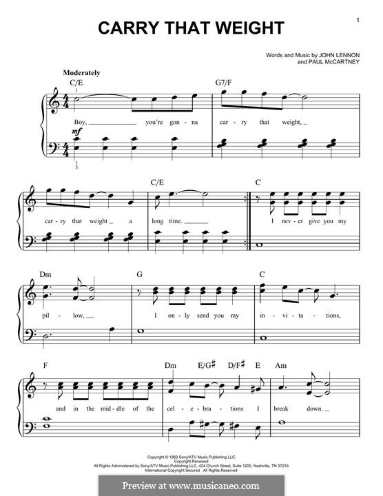 Carry That Weight (The Beatles): Für Klavier by John Lennon, Paul McCartney