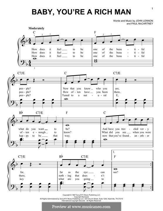 Baby You're a Rich Man (The Beatles): Für Klavier by John Lennon, Paul McCartney