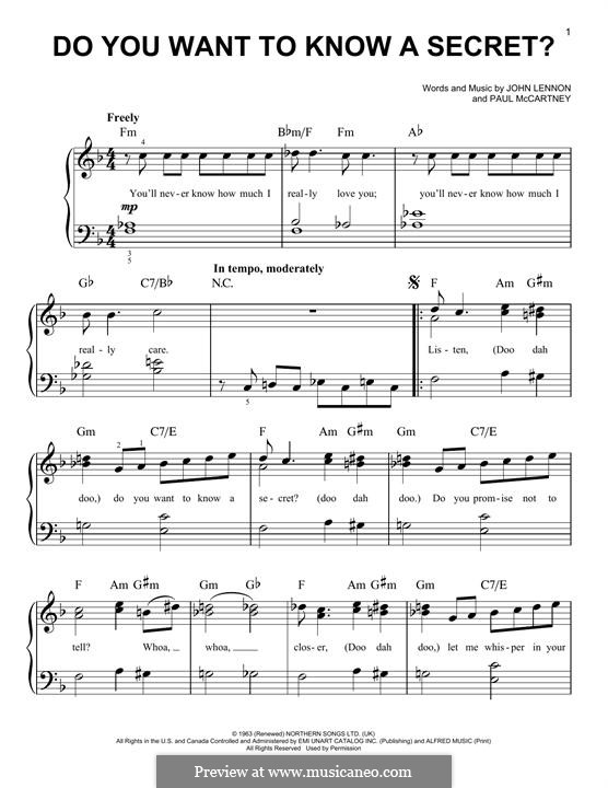 Do You Want to Know a Secret? (The Beatles): Für Klavier by John Lennon, Paul McCartney