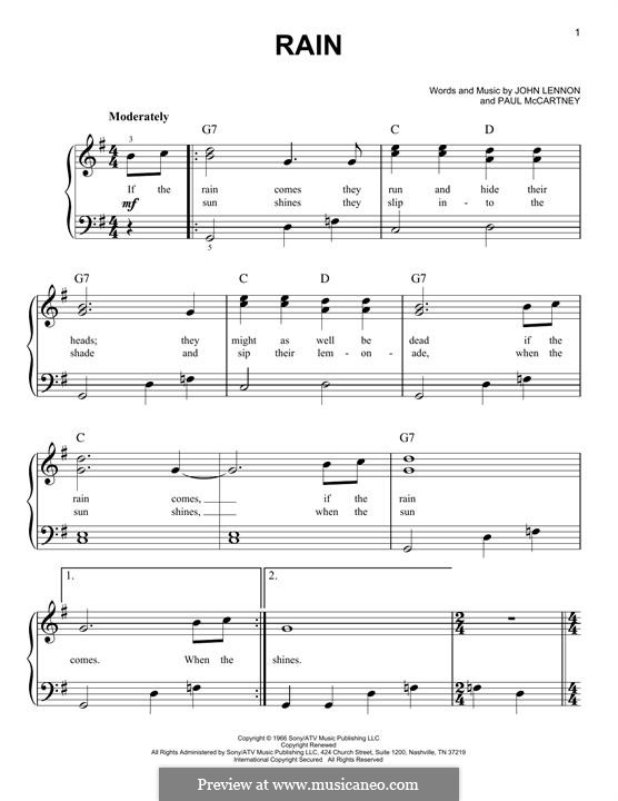 Rain (The Beatles): Für Klavier by John Lennon, Paul McCartney