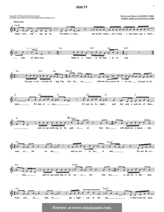 Guilty (Barbra Streisand): Melodische Linie by Barry Gibb, Maurice Gibb, Robin Gibb