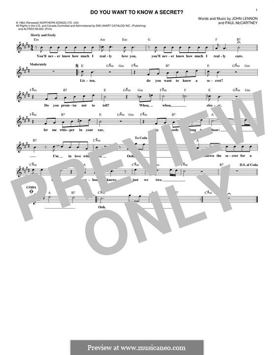 Do You Want to Know a Secret? (The Beatles): Melodische Linie by John Lennon, Paul McCartney