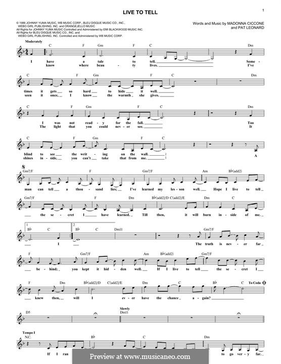 Live to Tell von Madonna, P. Leonard - Noten auf MusicaNeo