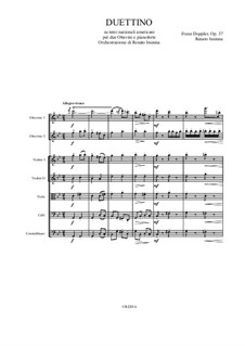 Duettino, on american traditional songs, Op.37: Arrangement for two piccolo and string orchestra by Franz Doppler
