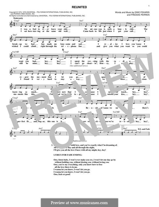 Reunited (Peaches and Herb): Melodische Linie by Dino Fekaris, Freddie Perren