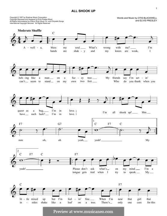 All Shook Up: Melodische Linie by Elvis Presley, Otis Blackwell