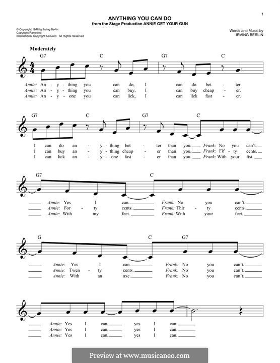 Anything You Can Do: Melodische Linie by Irving Berlin