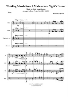 Hochzeitsmarsch: For woodwind quartet by Felix Mendelssohn-Bartholdy