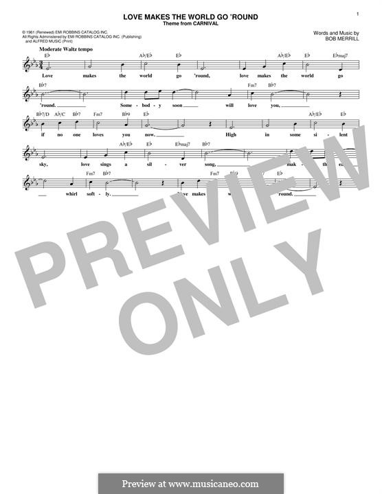 Love Makes the World Go 'Round: Melodische Linie by Bob Merrill