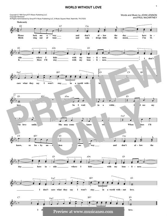 World without Love (The Beatles): Melodische Linie by John Lennon, Paul McCartney