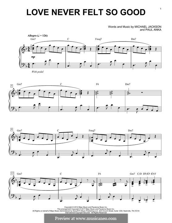 Love Never Felt So Good: For piano (The Theorist) by Michael Jackson, Paul Anka