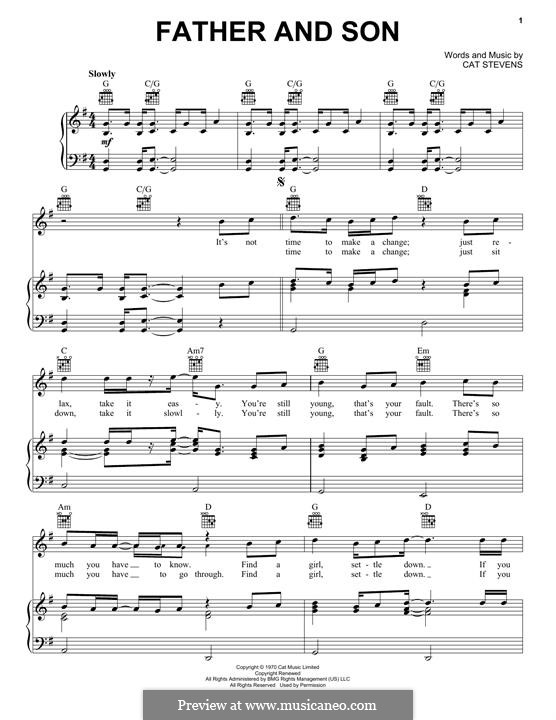 Father and Son (Boyzone): Für Stimme und Klavier (oder Gitarre) by Cat Stevens